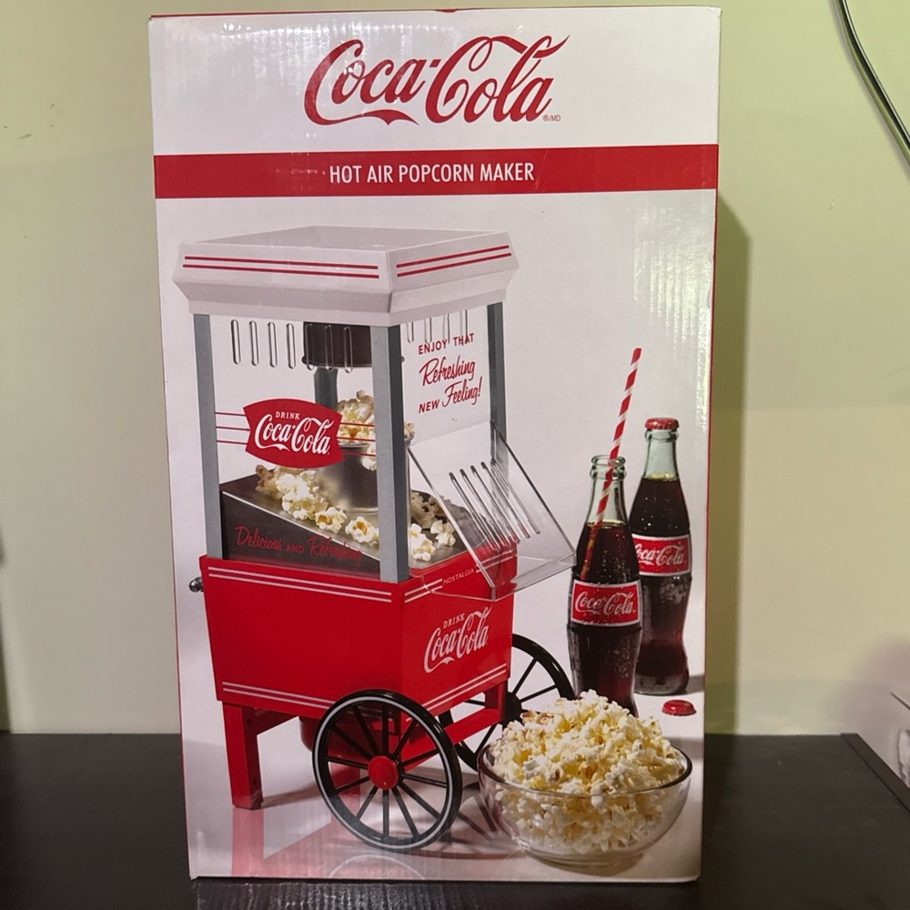 Nostalgia Coca Cola Hot Air Popcorn Maker Brand New in Box 12 cup